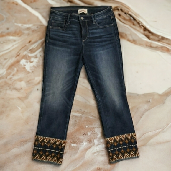 Driftwood Colette Embroidered Straight Jeans Cropped Fringe - Size 27" - Picture 4 of 10